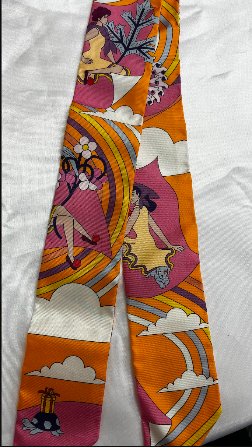 HERMES ツイリー 空飛ぶカレ オレンジ #2496