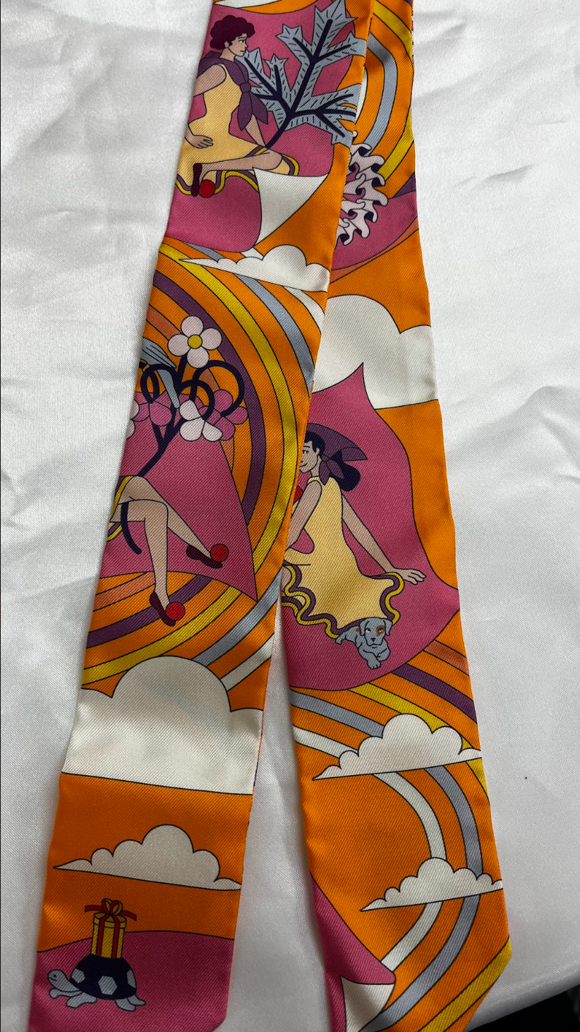 HERMES ツイリー 空飛ぶカレ オレンジ #2496