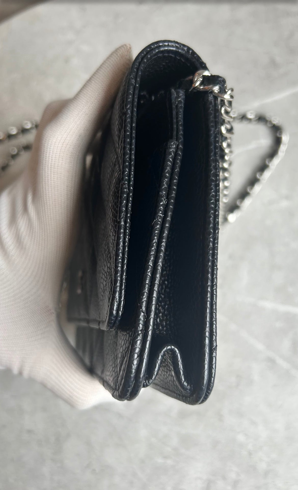 チェーンウォレット キャビアスキン シルバー金具#1031