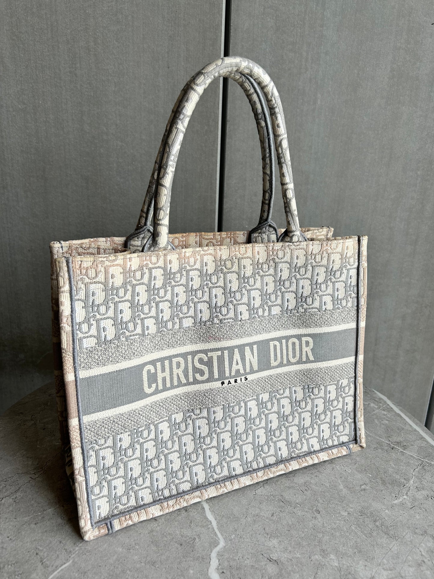 【Dior】ブックトート ミディアム ホワイト×グレー#271