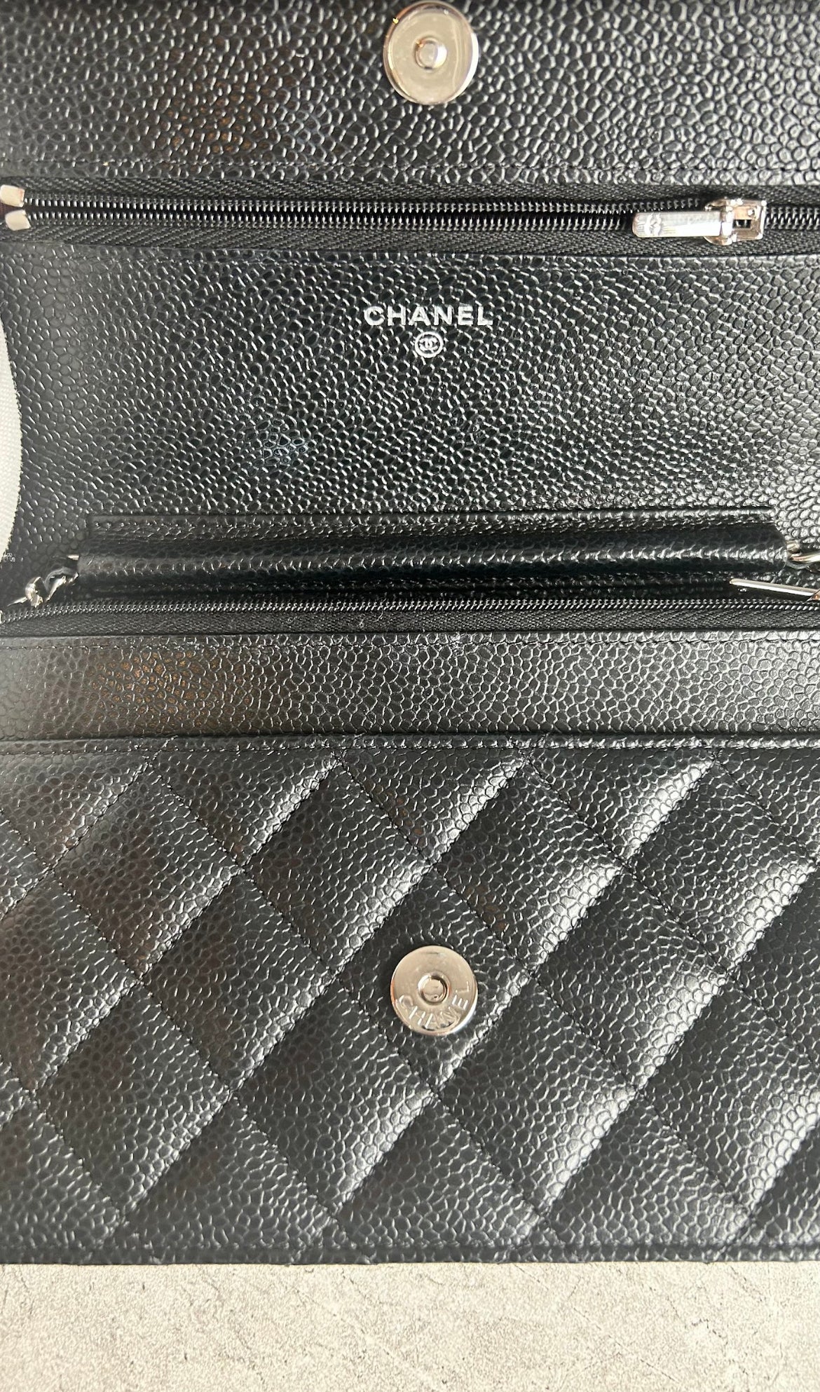 チェーンウォレット キャビアスキン シルバー金具#1031