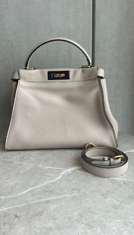 【FENDI】ピーカブー/ピンクベージュ系/ゴールド金具 #1323