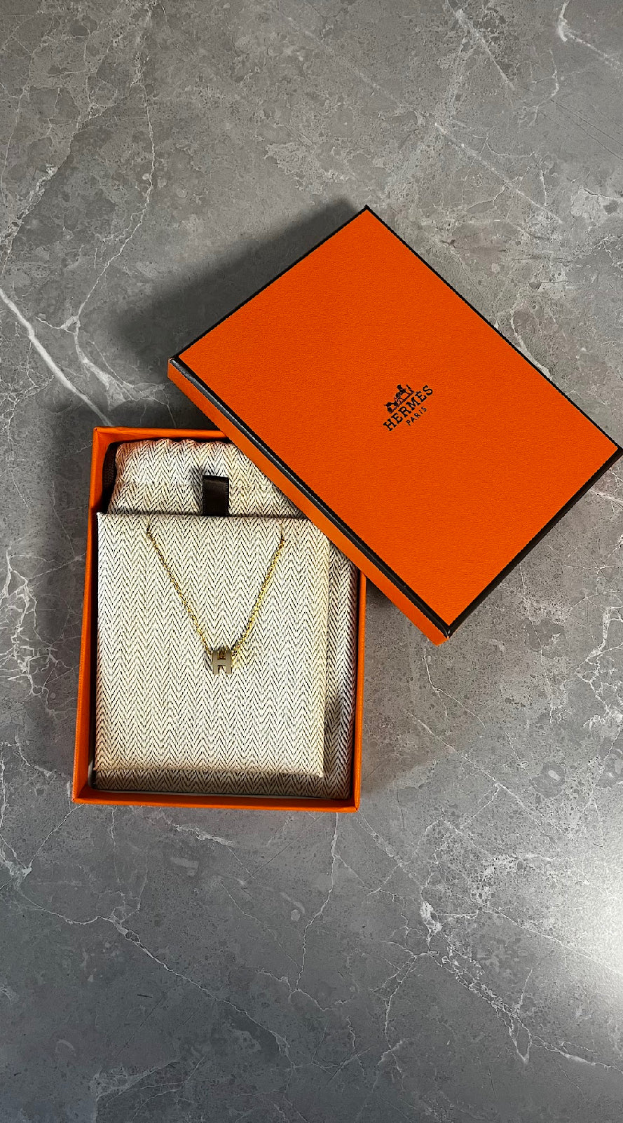 ポップHネックレス/マロングラッセ/ゴールド金具 #1342