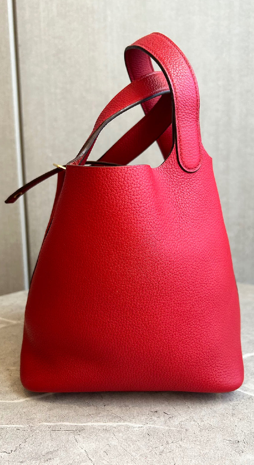 【HERMES】ピコタンロックPM/ルージュカザック/ゴールド金具 #778