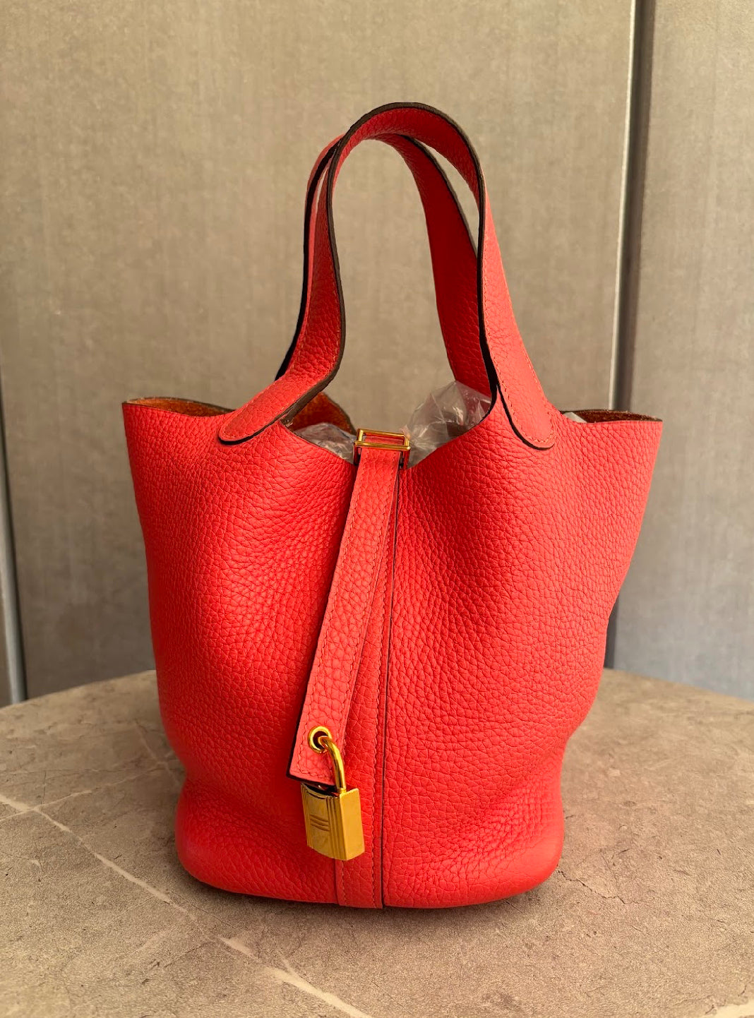 【HERMES】ピコタンロックPM/ローズテキサス/ゴールド金具 #792