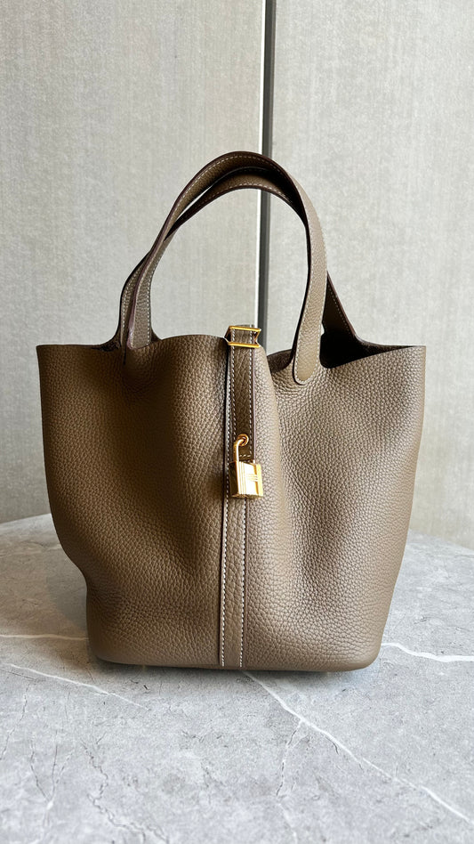 【HERMES】ピコタンロックMM エトゥープ ゴールド金具#485