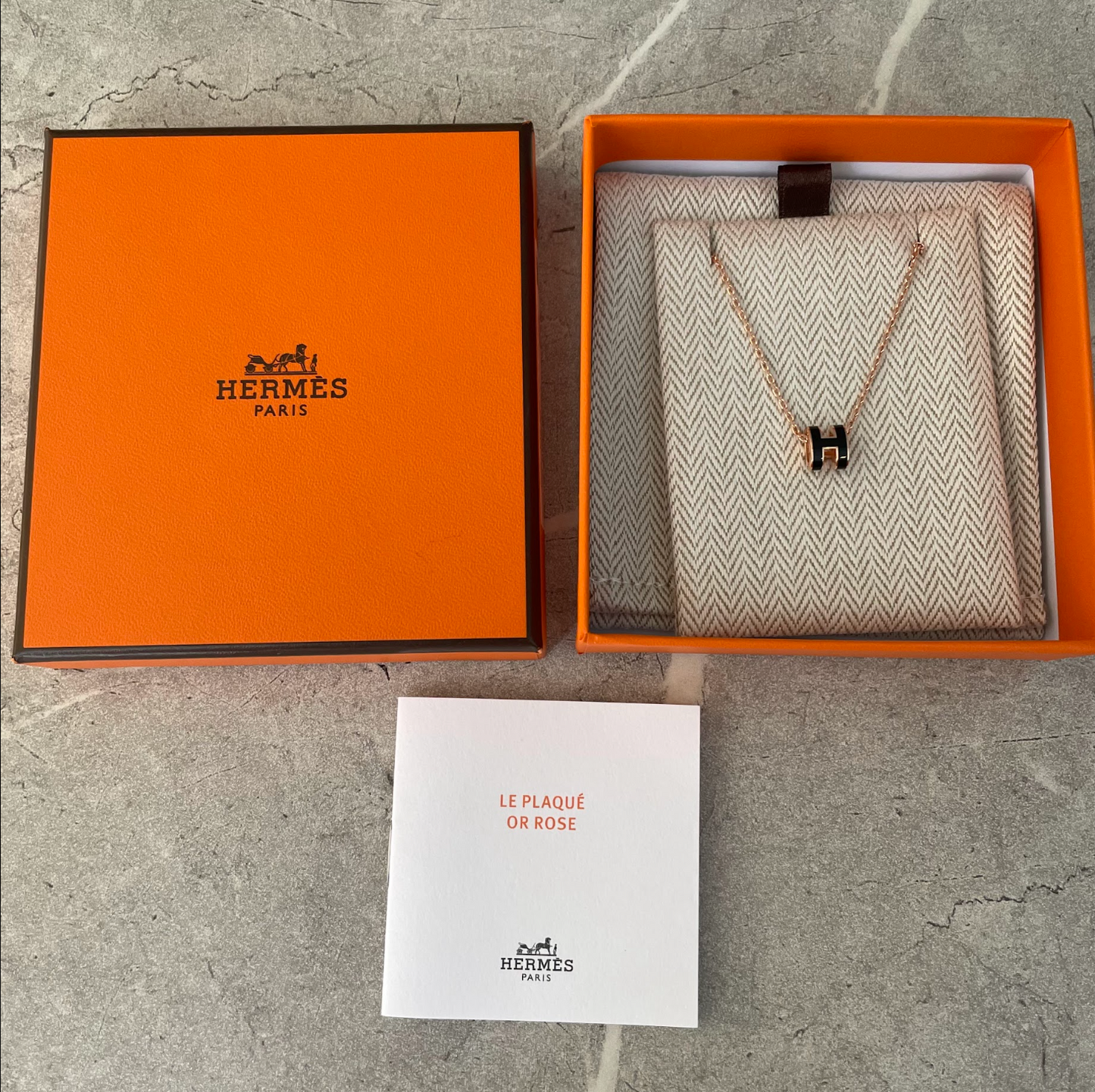 HERMES　ポップHネックレス　ミニ　ノワール×ピンクゴールド　＃2610