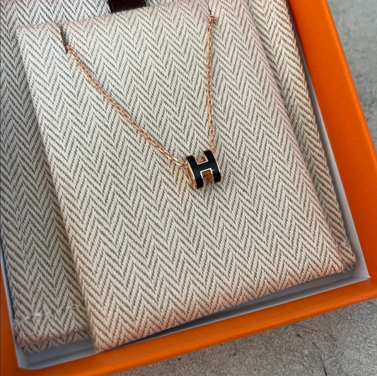 HERMES　ポップHネックレス　ミニ　ノワール×ピンクゴールド　＃2610
