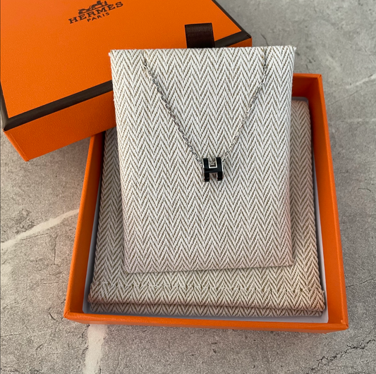 HERMES　ポップHネックレス　ミニ　ノワール×シルバー金具　＃2611