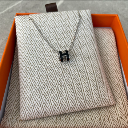 HERMES　ポップHネックレス　ミニ　ノワール×シルバー金具　＃2611