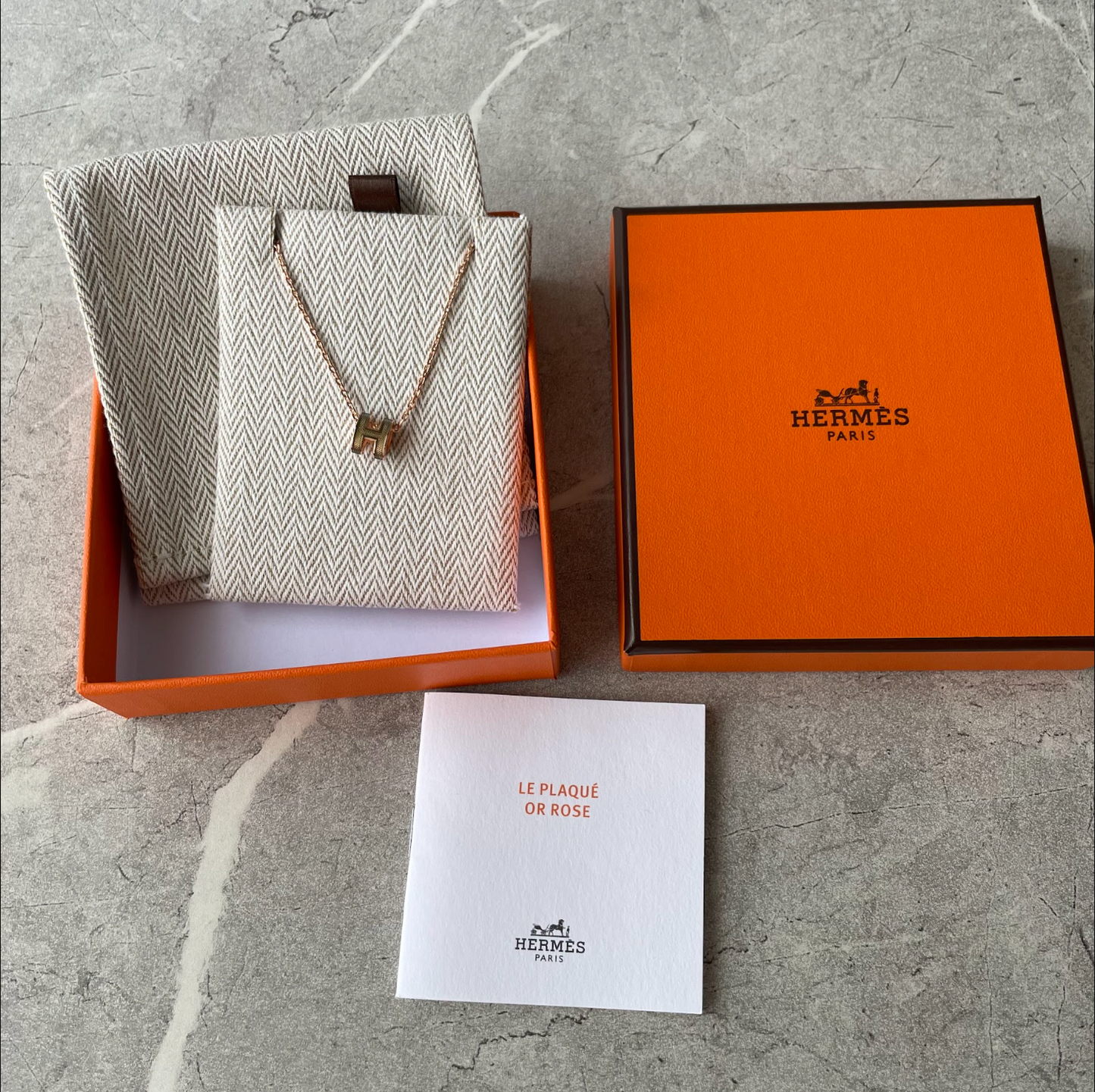 HERMES　ポップHネックレス　ミニ　スプラッシュ・ベージュ・ピンクゴールド　＃2613