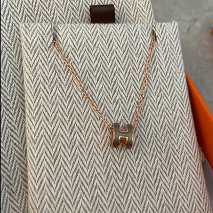 HERMES　ポップHネックレス　ミニ　スプラッシュ・ベージュ・ピンクゴールド　＃2613