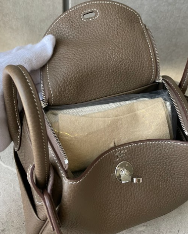 HERMES	リンディ ミニ	エトゥープ シルバー金具/トリヨンクレマンス＃2421