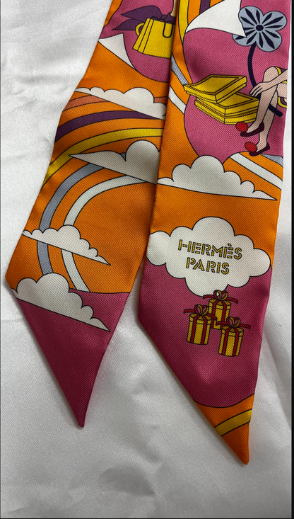 HERMES　ツイリー　空飛ぶカレ　オレンジ　＃2496