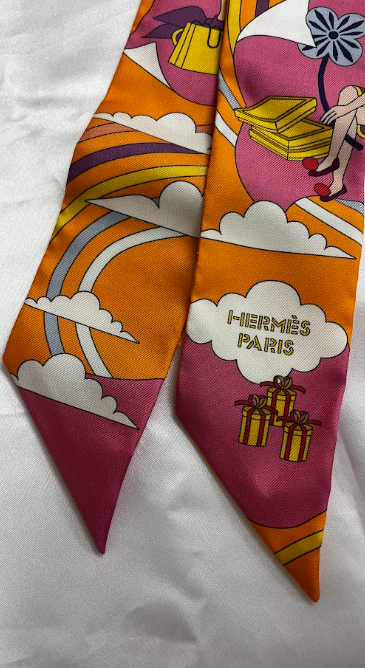 HERMES ツイリー 空飛ぶカレ　オレンジ #2496