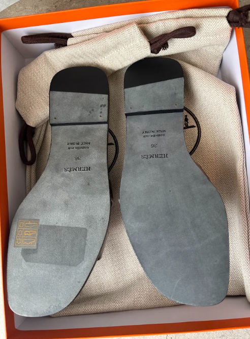 2713 HERMES オランサンダル 36 シャンパーニュ
