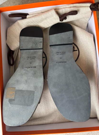 2713 HERMES オランサンダル 36 シャンパーニュ
