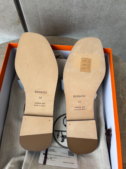 2714 HERMES オランサンダル 36 ブルーガレット