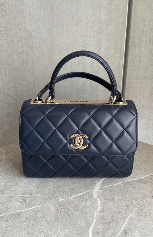 【CHANEL】トップハンドル/フラップバック/ネイビー #1237