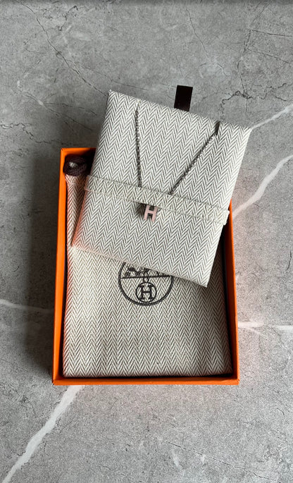 HERMES ポップHネックレス　ローズドラジェ/シルバー#1001