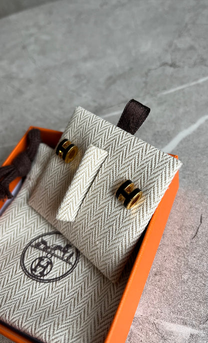 ポップHピアス/ノワール/イエローゴールド金具 #996