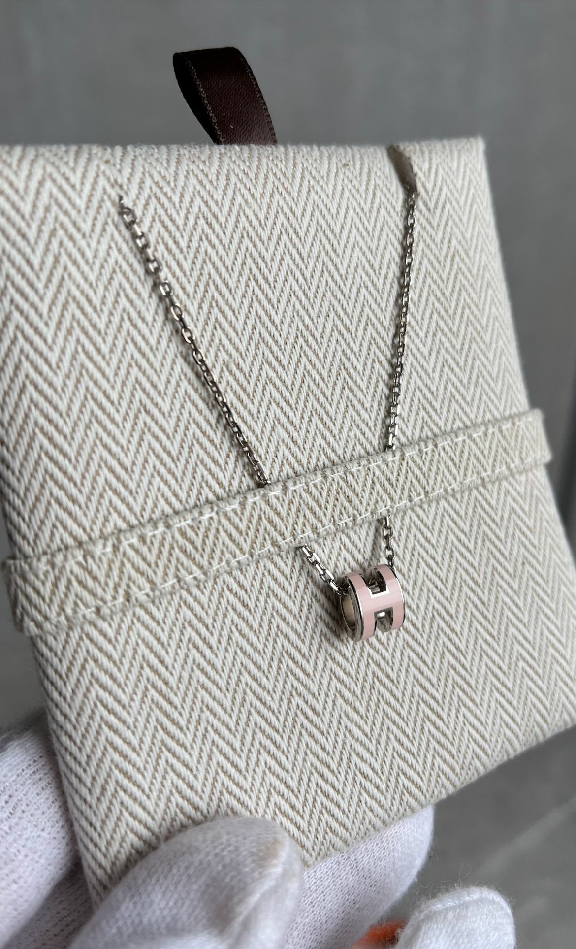 HERMES ポップHネックレス　ローズドラジェ/シルバー#1001