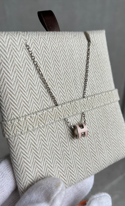 HERMES ポップHネックレス　ローズドラジェ/シルバー#1001