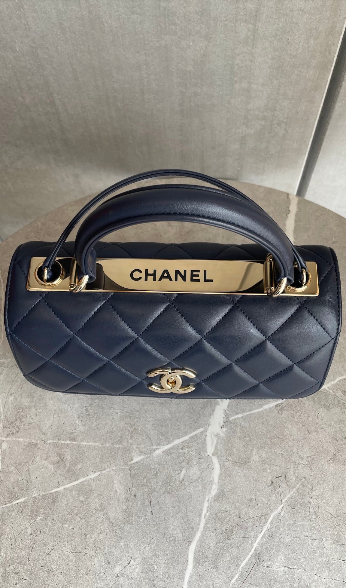 CHANEL】トップハンドル/フラップバック/ネイビー #1237 – K's