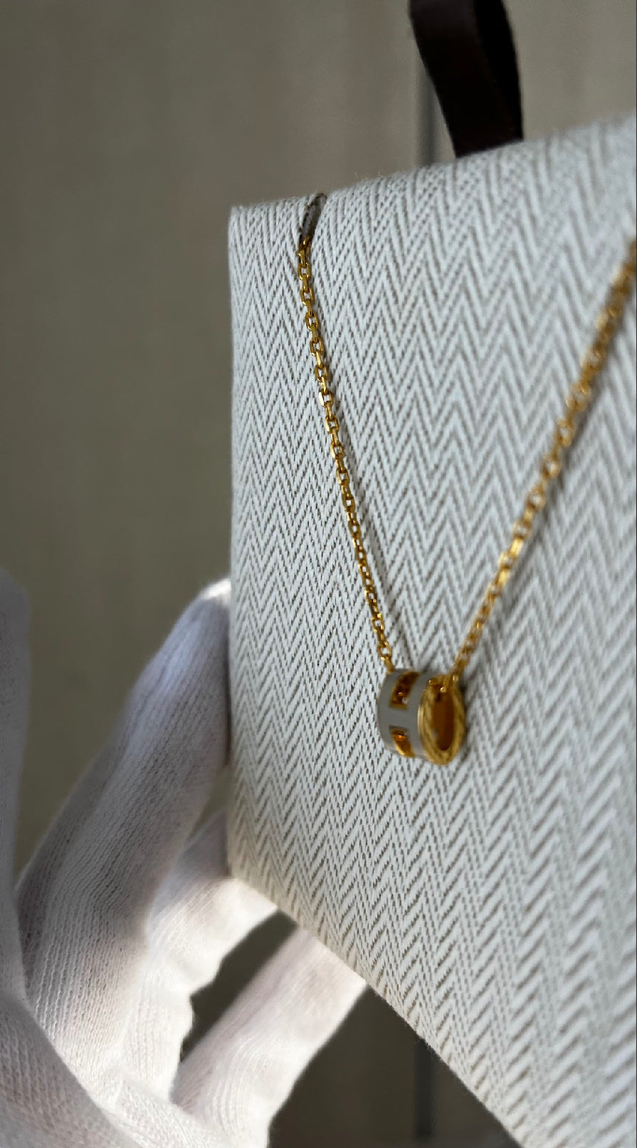 ポップHネックレス/マロングラッセ/ゴールド金具 ＃1342