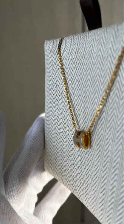 ポップHネックレス/マロングラッセ/ゴールド金具 ＃1342