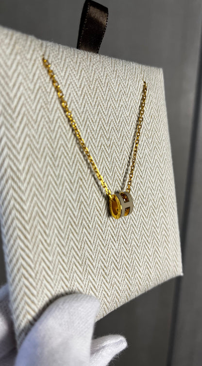 ポップHネックレス/マロングラッセ/ゴールド金具 ＃1342