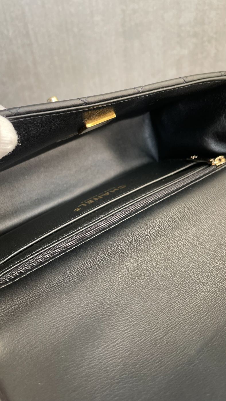 シャネル ミニマトラッセ トップハンドル 黒 ゴールド金具 #2053