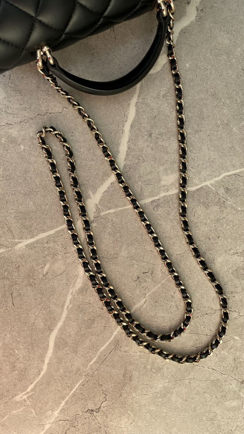 シャネル ミニマトラッセ トップハンドル 黒 ゴールド金具 #2053