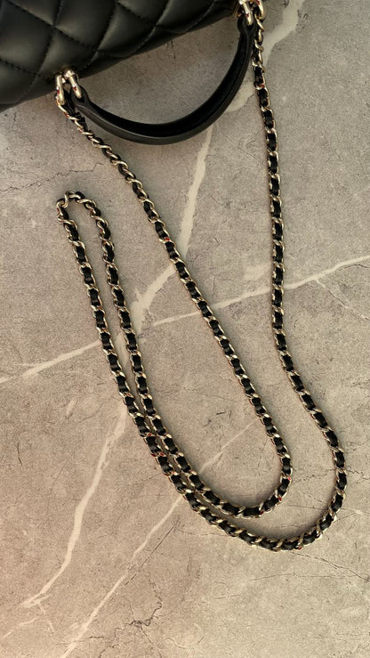 シャネル ミニマトラッセ トップハンドル 黒 ゴールド金具 #2053
