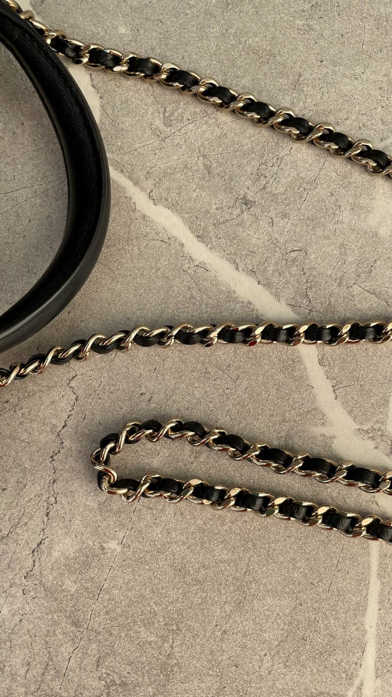 シャネル ミニマトラッセ トップハンドル 黒 ゴールド金具 #2053