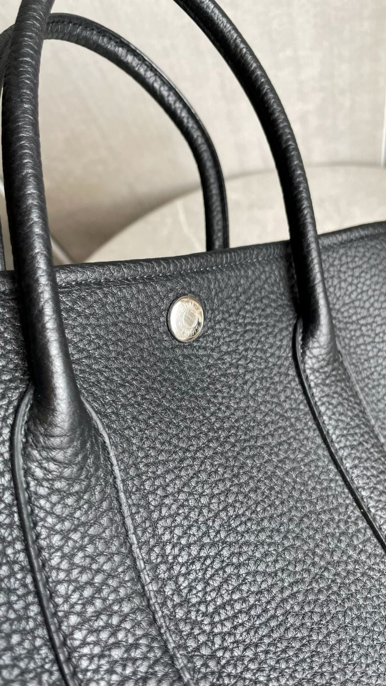 エルメス ガーデンパーティー オールレザー ノワール シルバー金具 #2073