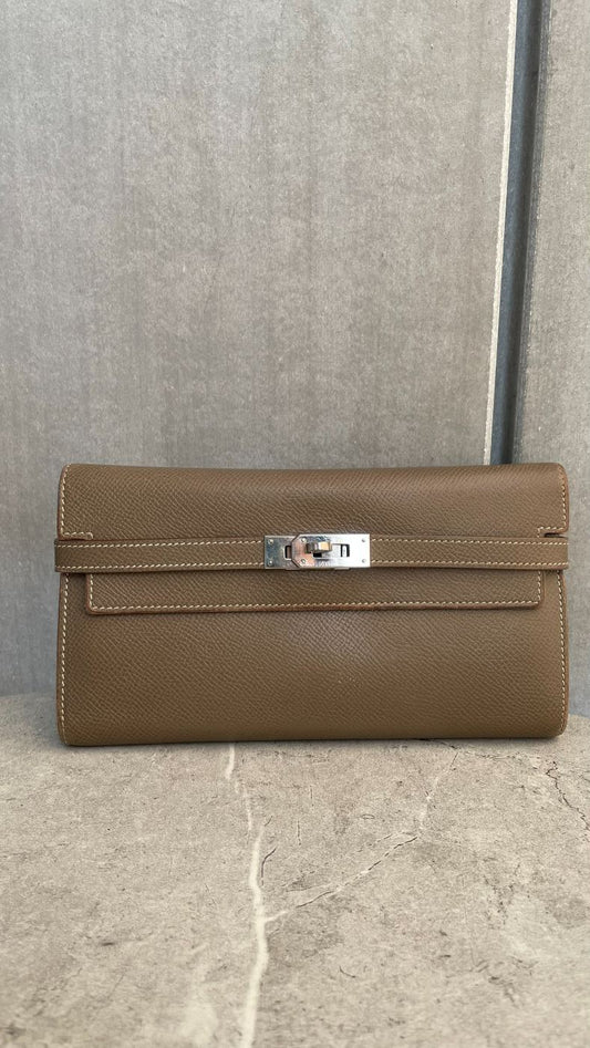 エルメス ケリーウォレット エトゥープ エプソン シルバー金具 #2104